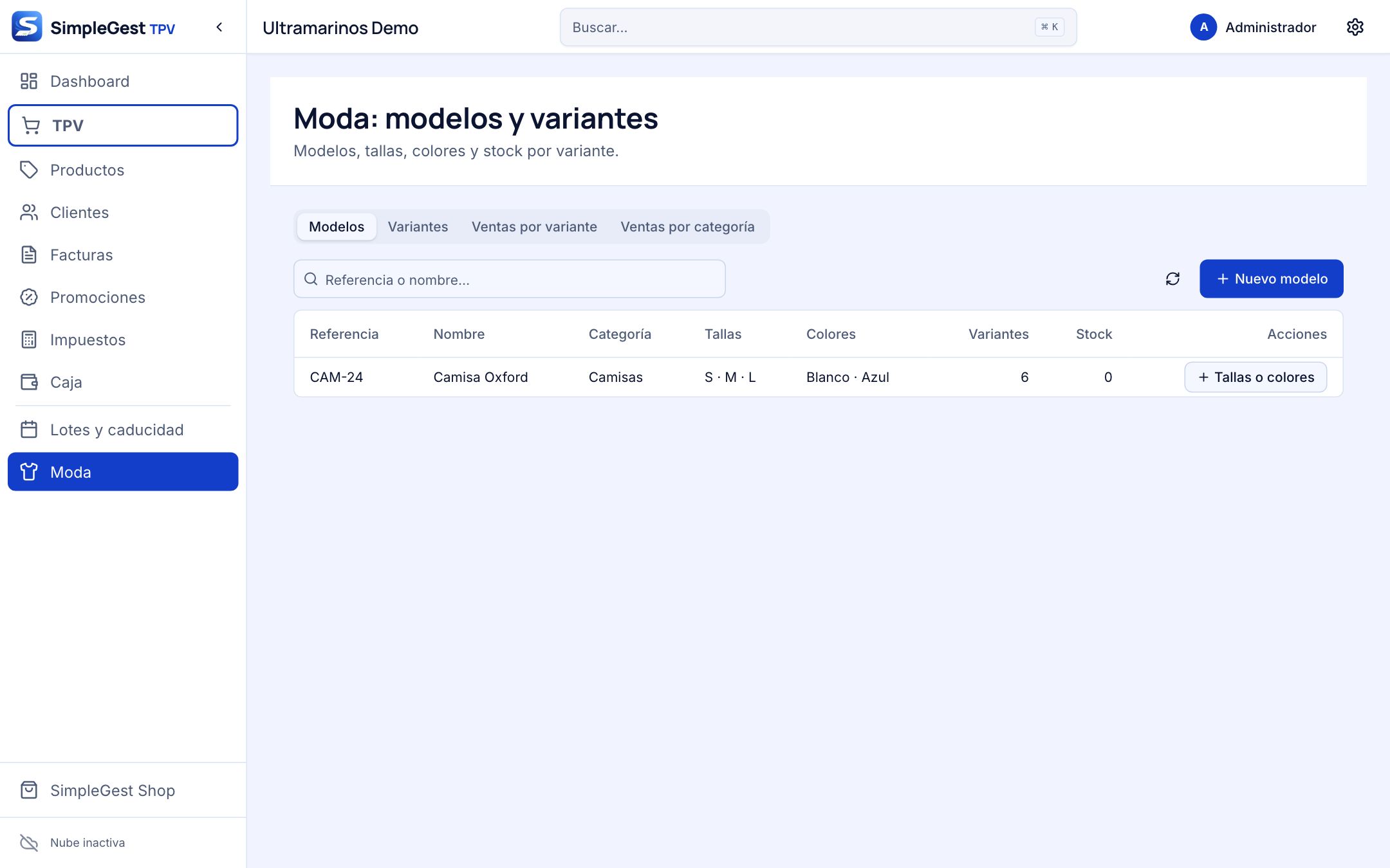Lista de modelos de la extensión Moda